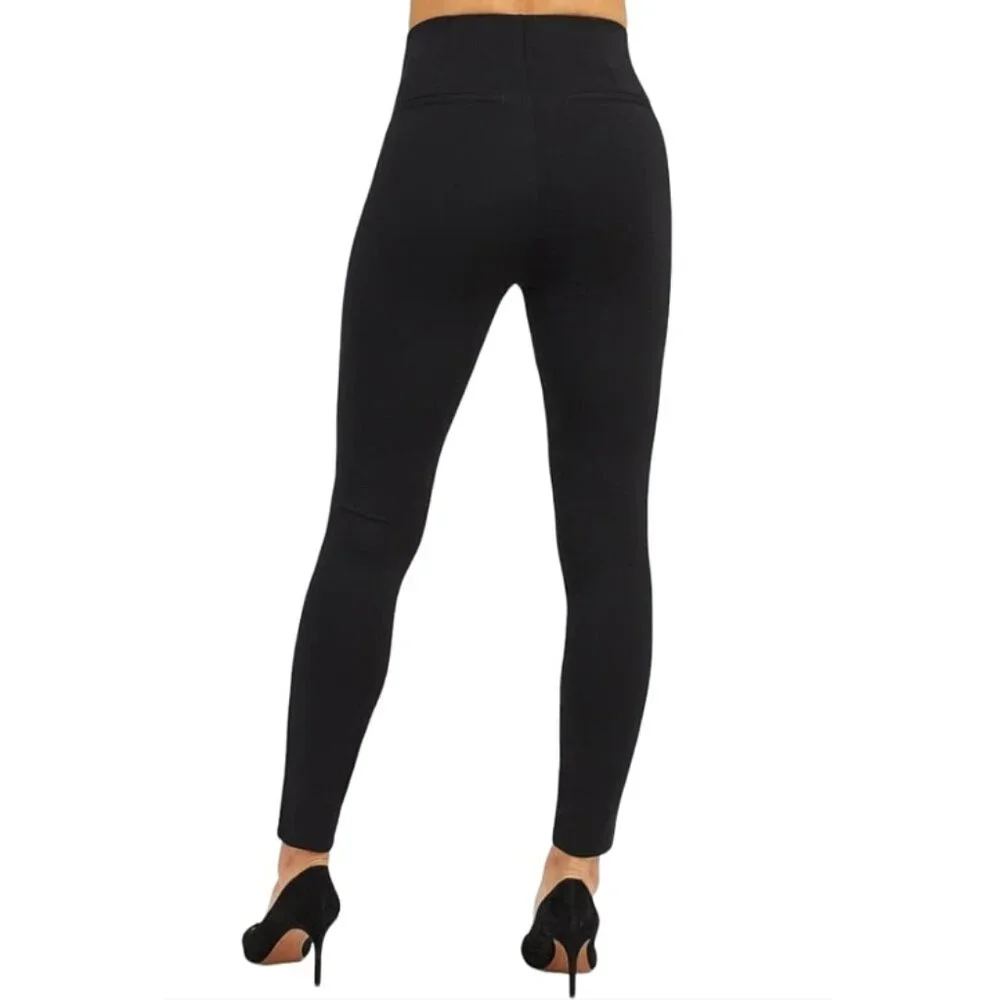 Spanx Perfect Pant Ankle Piped Skinny Classic Black Zipper Pockets Edgy Ponte S